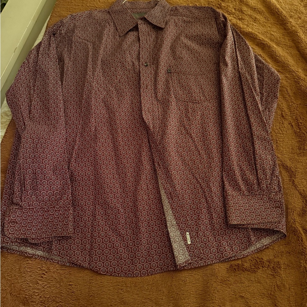 Panhandle Slim Maroon Geometric Button Down Shirt